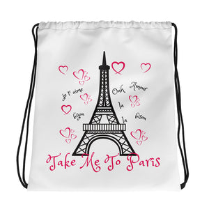 Take Me To Paris Eiffel Novelty Drawstring bag