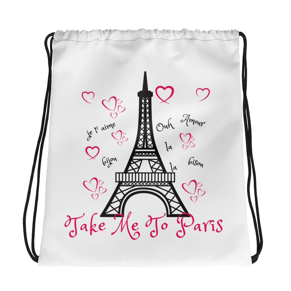 Take Me To Paris Eiffel Novelty Drawstring bag