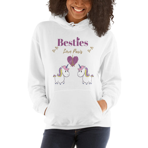 Unicorn Besties Love Paris Eiffel Tower Hooded Sweatshirt